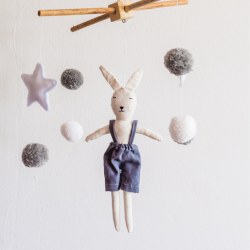 Bunny in grey dungarees mobile